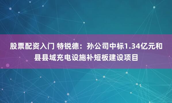 股票配资入门 特锐德：孙公司中标1.34亿元和县县域充电设施补短板建设项目