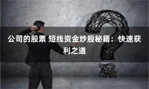 公司的股票 短线资金炒股秘籍：快速获利之道