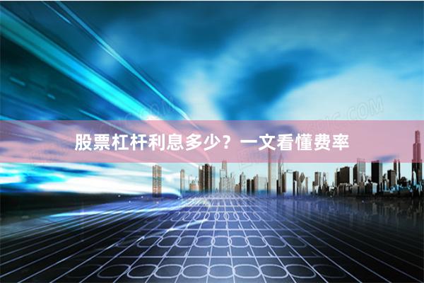 股票杠杆利息多少？一文看懂费率